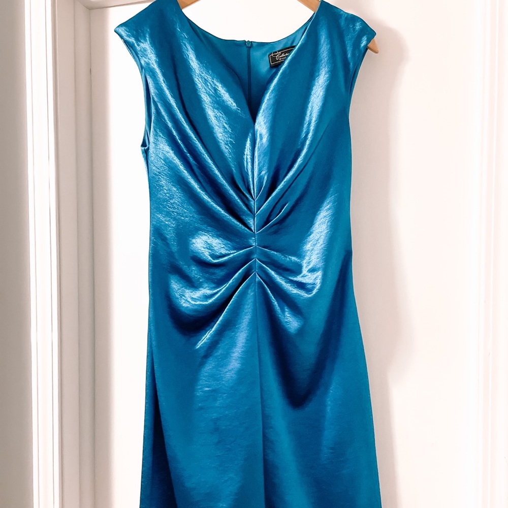 Dressbarn: formal blue satin finish dress